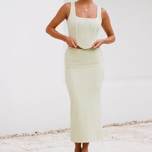 Sabo Skirt Jhoselle Lace Up Top and Midi Skirt in Green - NWT